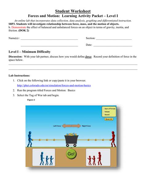 forces and motion basics worksheet answer key